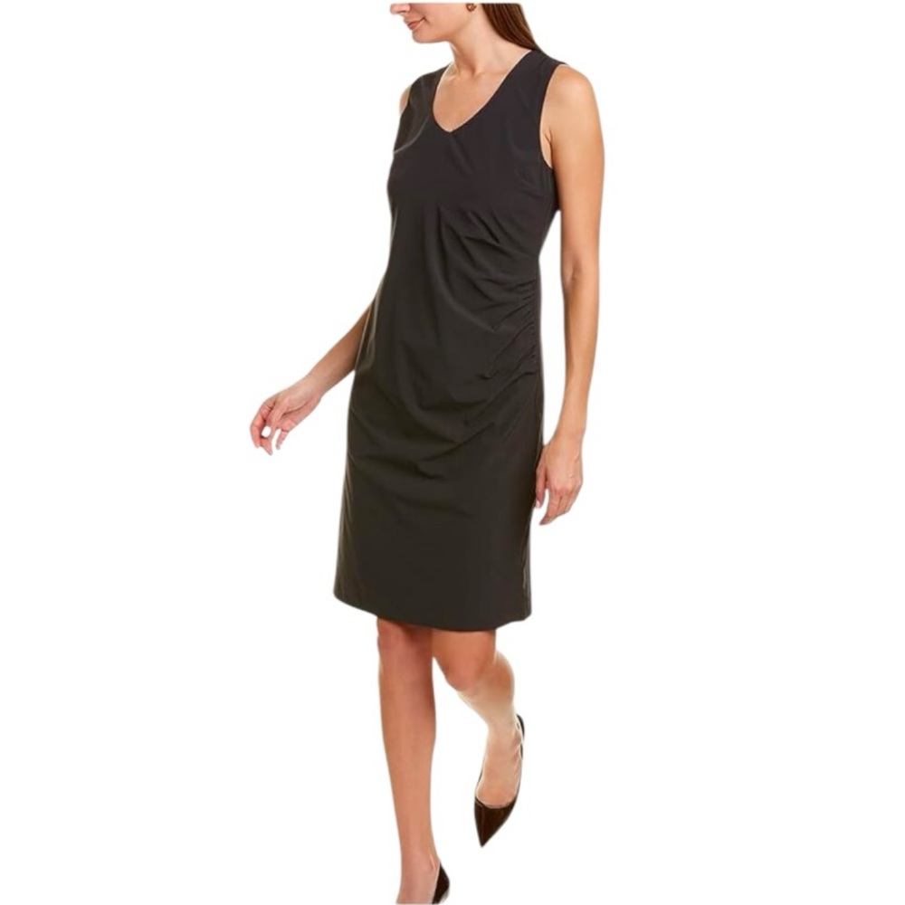 NIC+ZOE Black Tech Stretch Ruched Dress NWT S